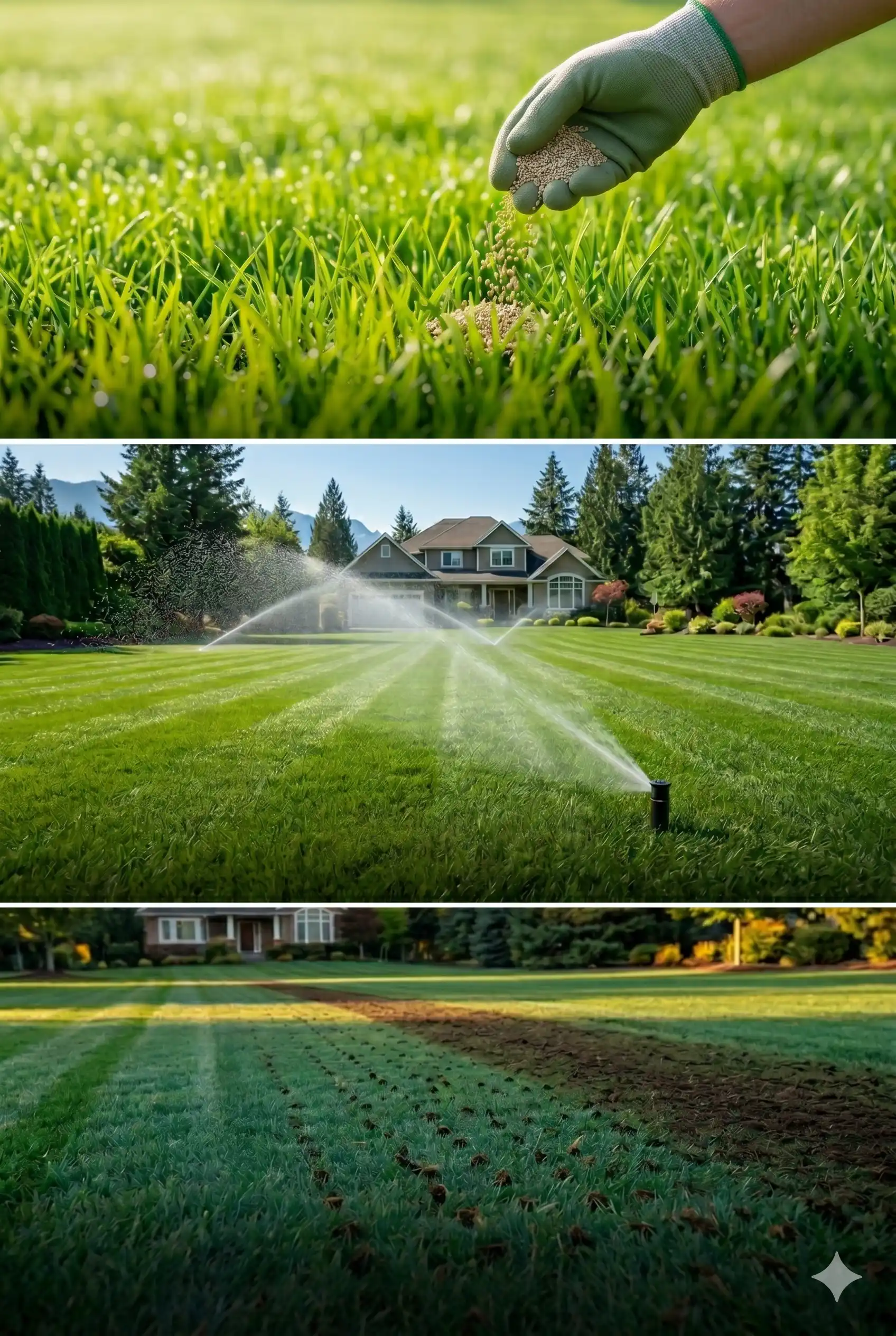 Healthy green lawn in a Canadian backyard in summer